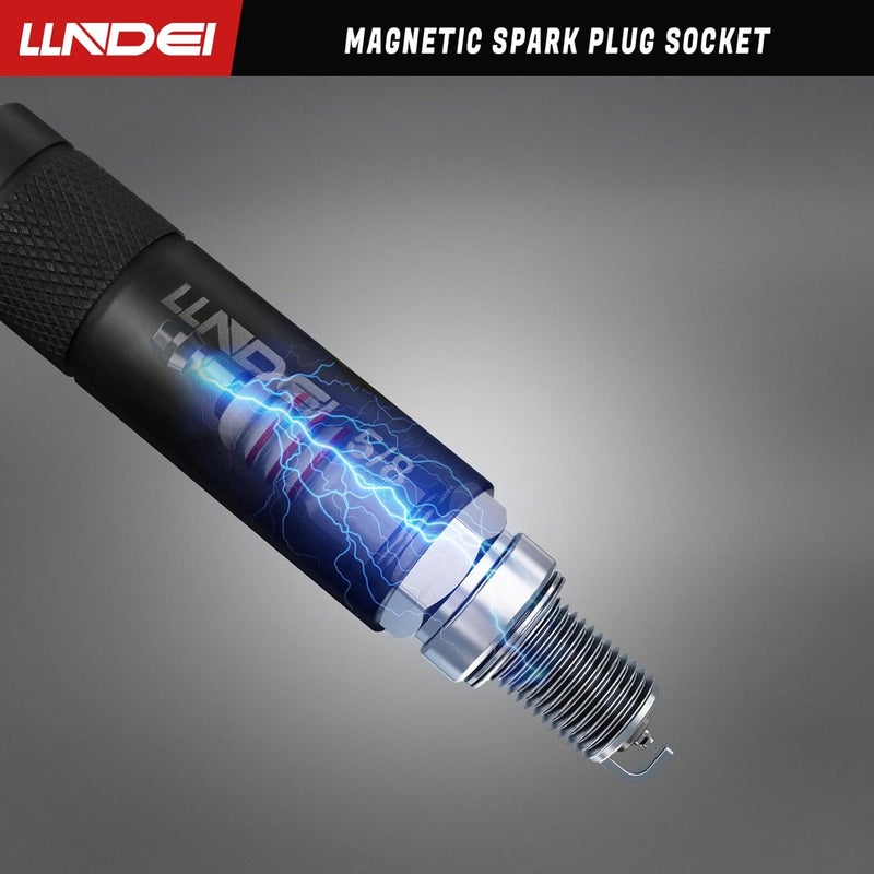 LLNDEI 5/8" Swivel Magnetic Spark Plug Socket, 360 Degree Spark Plug Socket 3/8" Drive 11" Length, Strong Magnetic Grip Swivel Sockets for Efficient Changes, CR-V Steel - Image 3